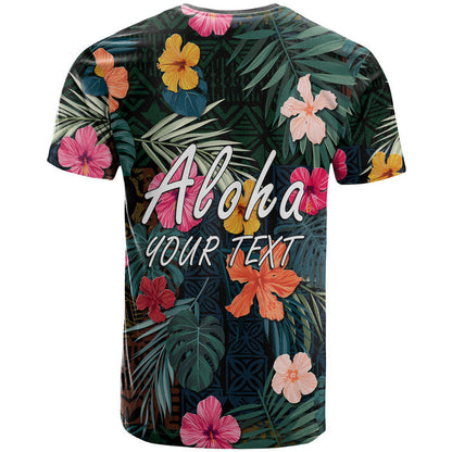 Custom Hawaii T-Shirt Tribal Elements And Hibiscus Version Graphic Tee