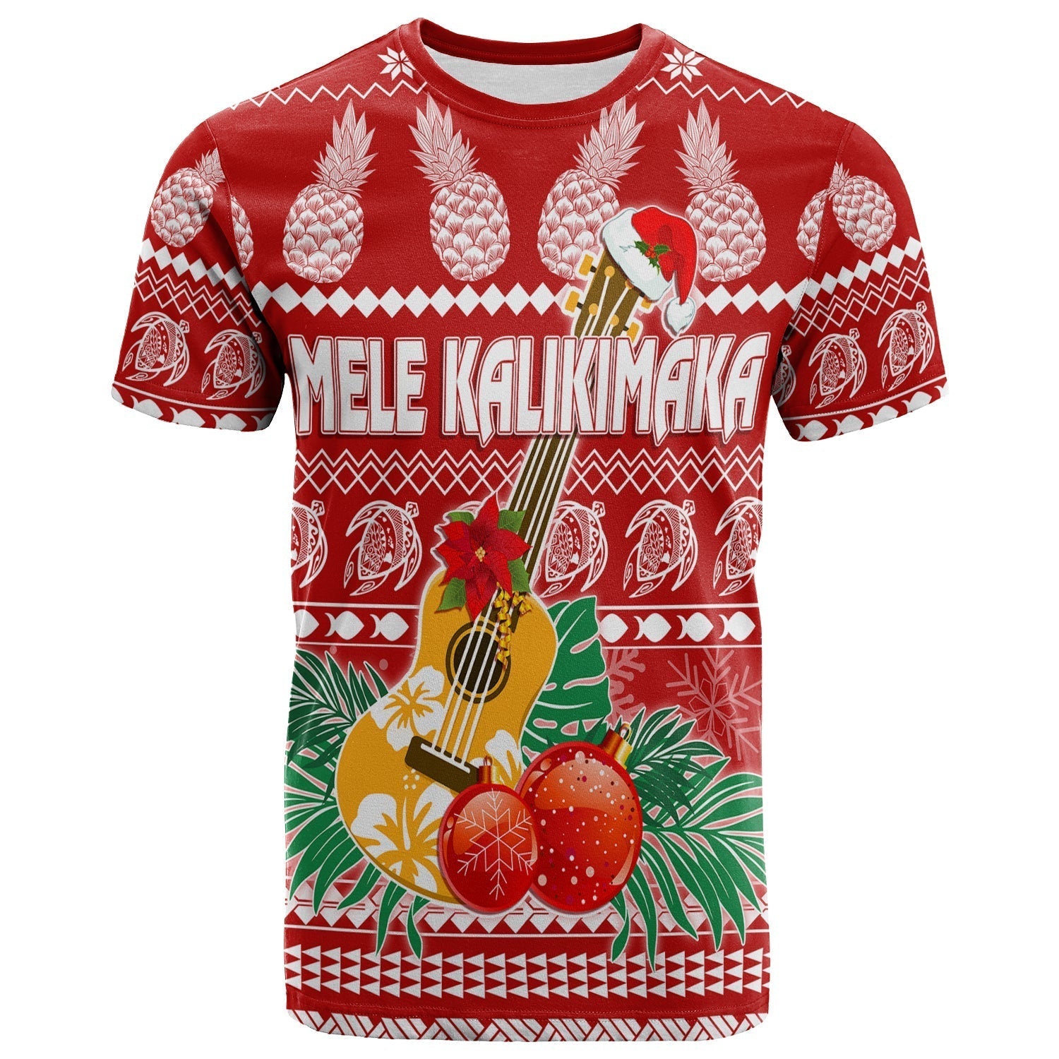 Hawaii Christmas T-Shirt Mele Kalikimaka Ukulele Graphic Tee