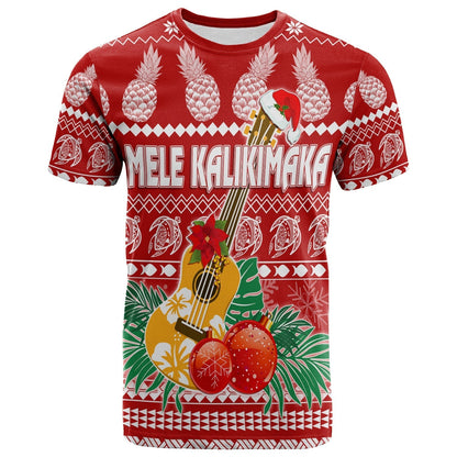 Hawaii Christmas T-Shirt Mele Kalikimaka Ukulele Graphic Tee