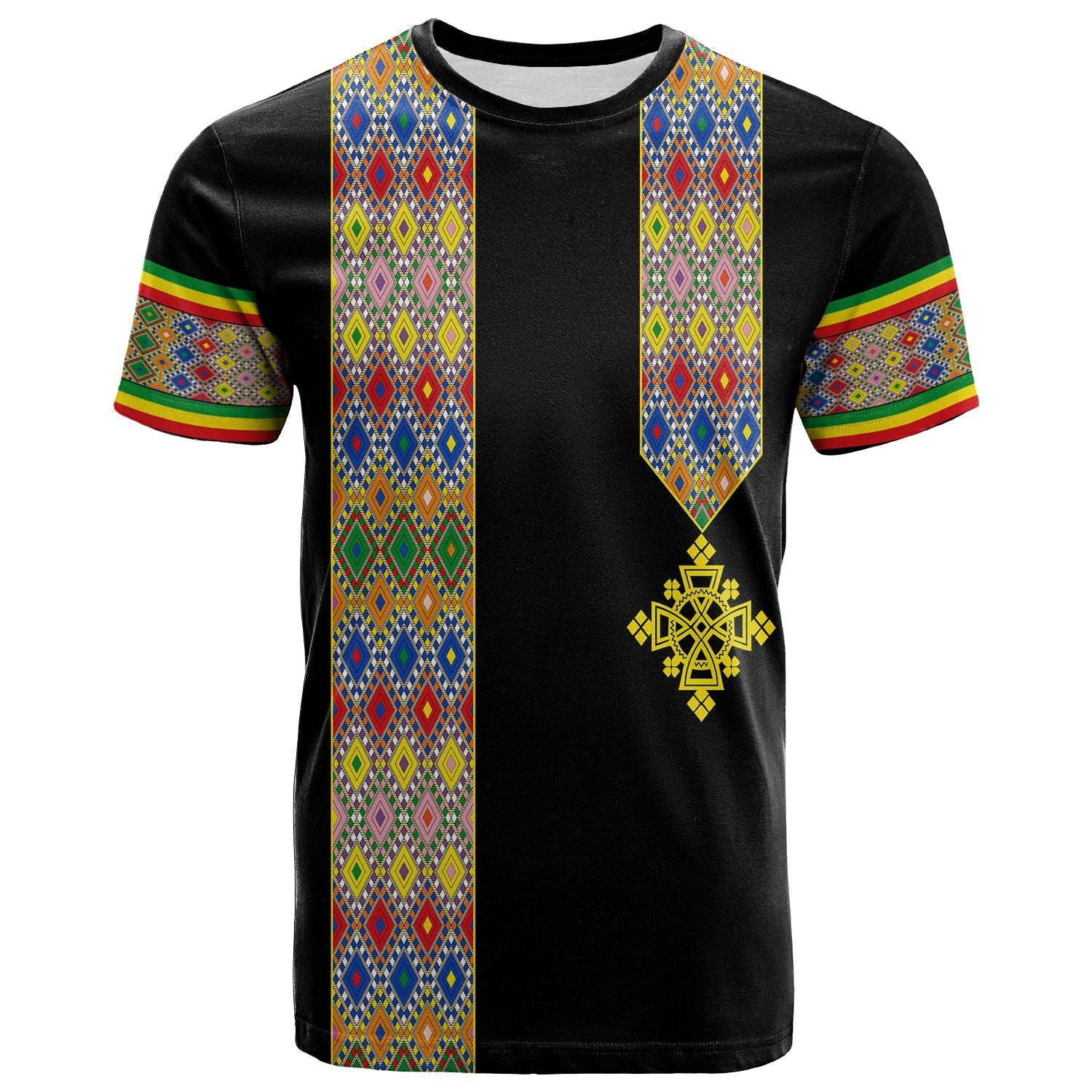 Habesha Tilet Pattern T-Shirt Ethiopia Emblem Graphic Tee