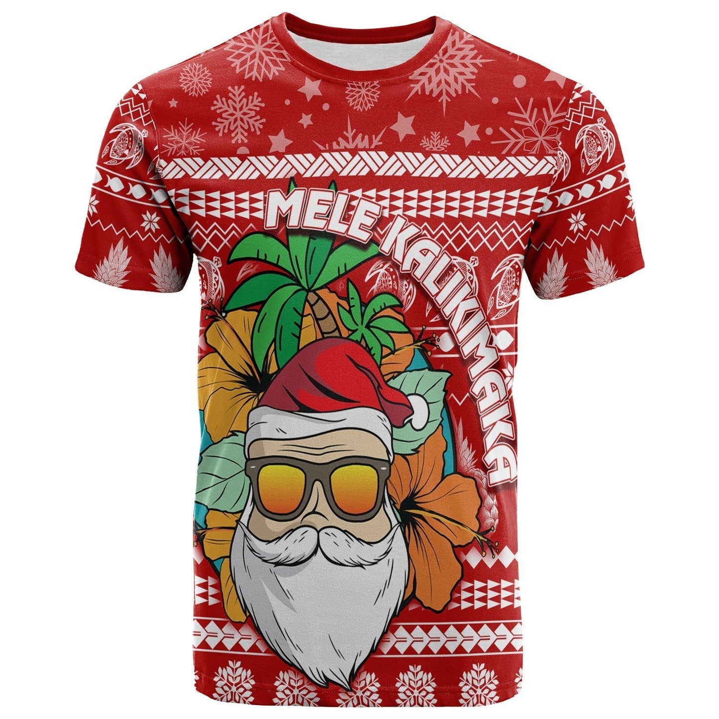 Hawaii Christmas T-Shirt Mele Kalikimaka Tropical Santa Graphic Tee