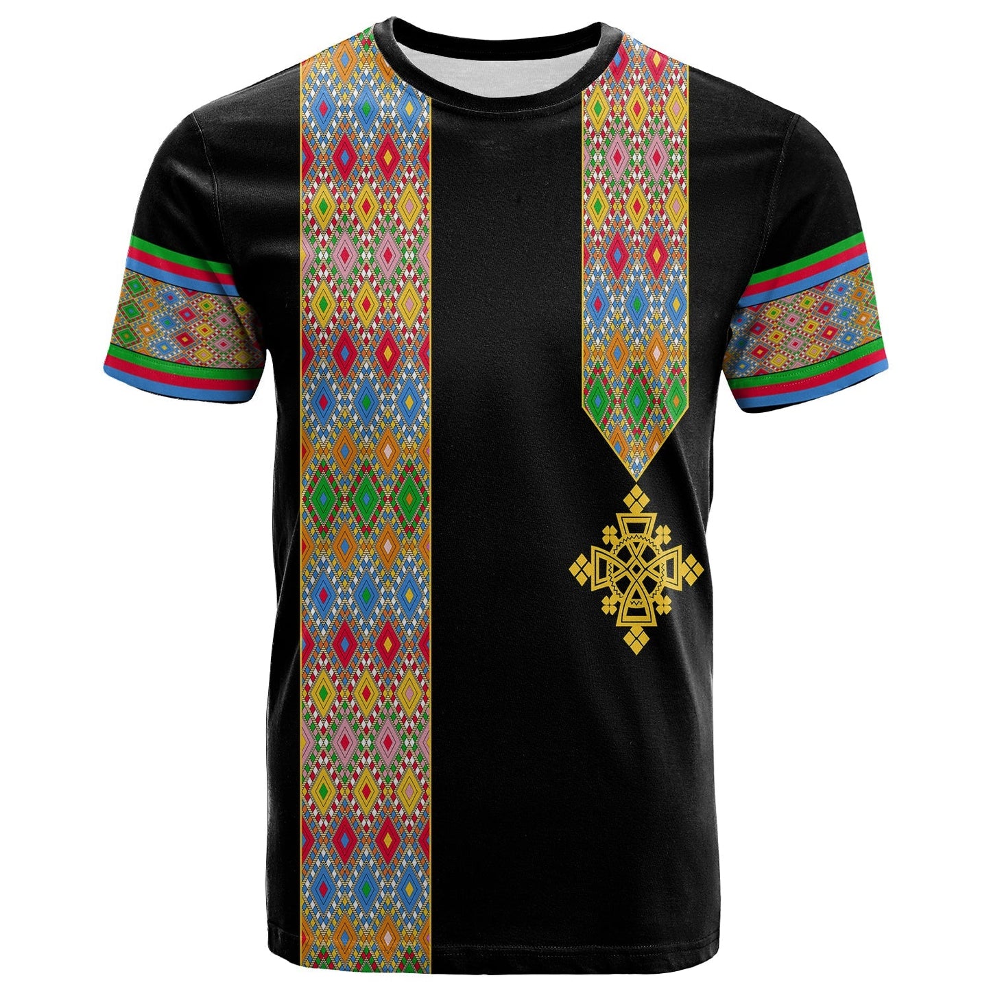 Habesha Tilet Pattern T-Shirt Eritrea Emblem Graphic Tee