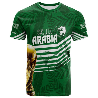 Personalised Saudi Arabia World Cup 2022 T-Shirt Green Falcons Graphic Tee