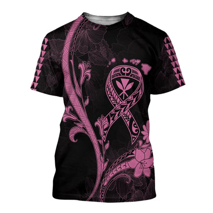 Hawaii T-Shirt Breast Cancer Survivor Mix Hibiscus Graphic Tee
