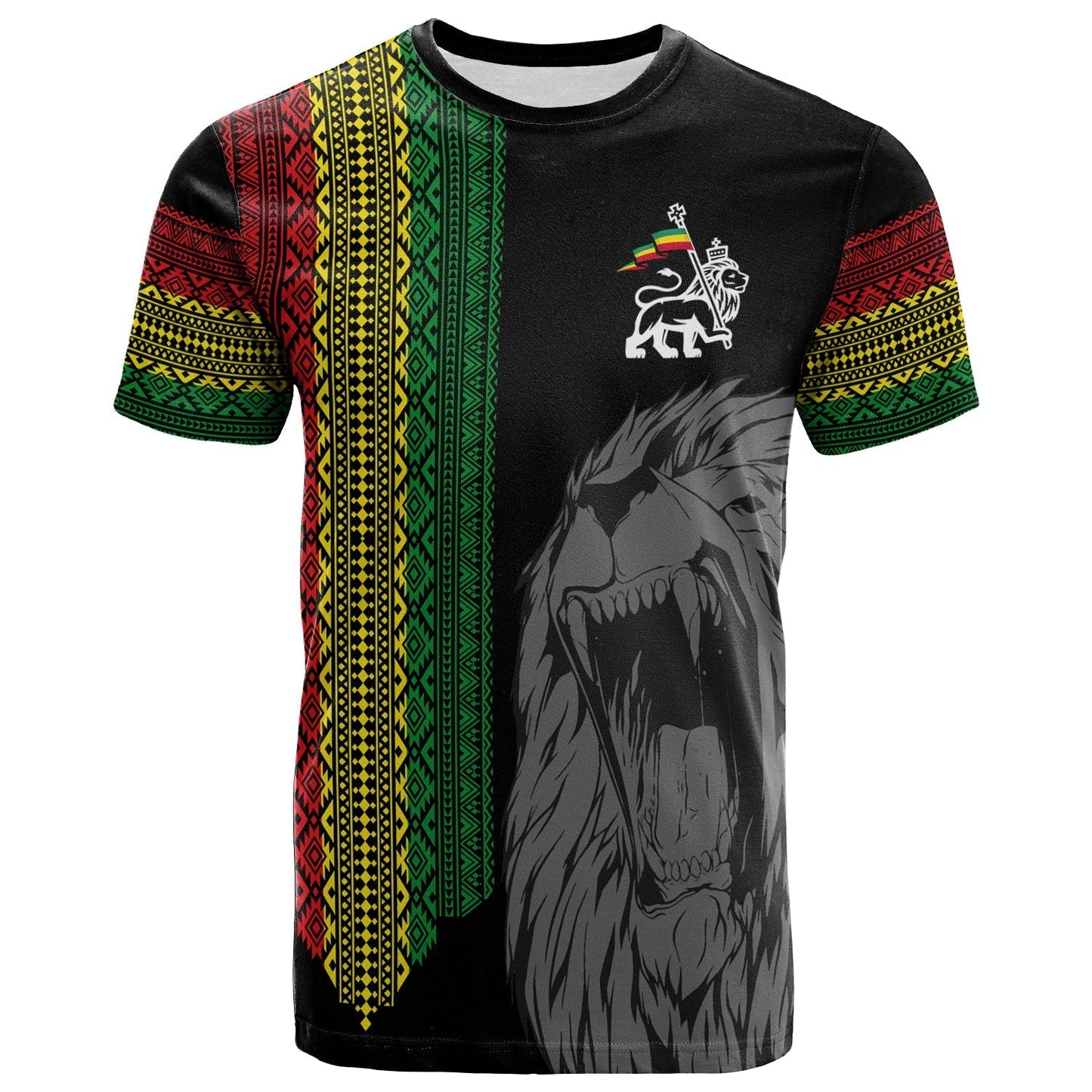 Ethiopia Patriot Day T-Shirt Amharic Letters Roaring Lion Graphic Tee