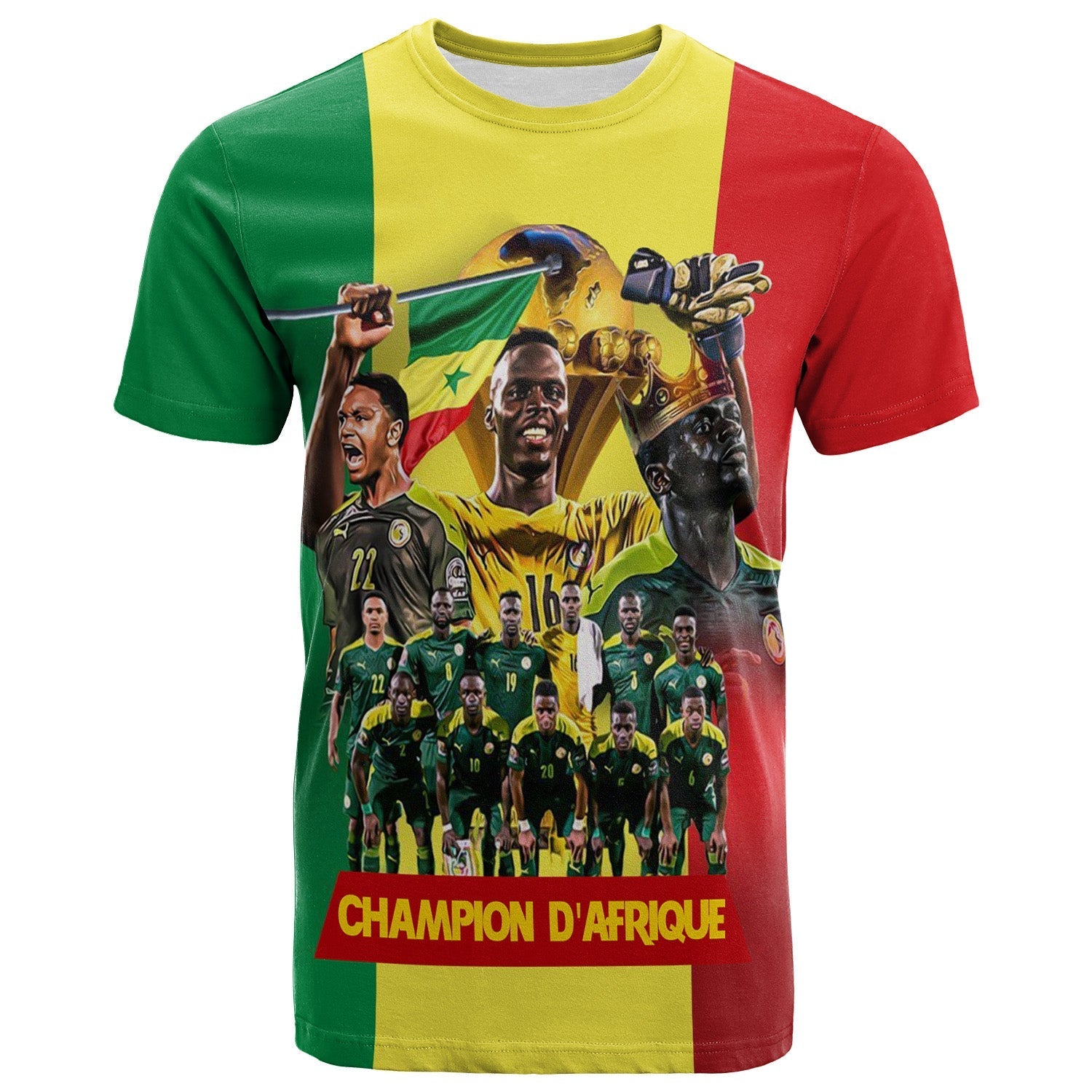 Senegal Football Champion D'Afrique T-Shirt Senegal Flag Graphic Tee