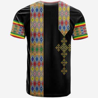 Habesha Tilet Pattern T-Shirt Ethiopia Emblem Graphic Tee