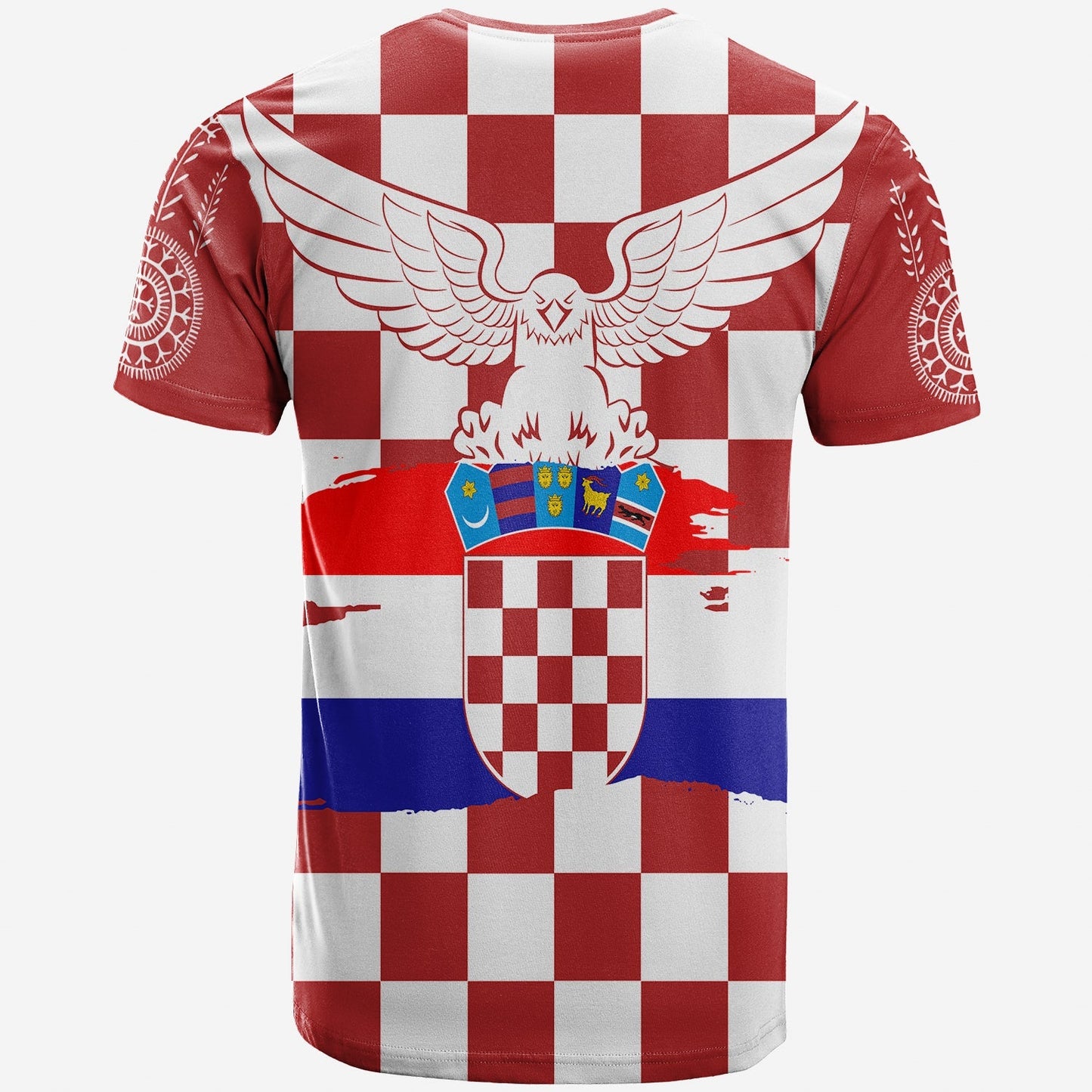 Croatia Checkerboard T-Shirt Croatia Flag with Eagle Graphic Tee