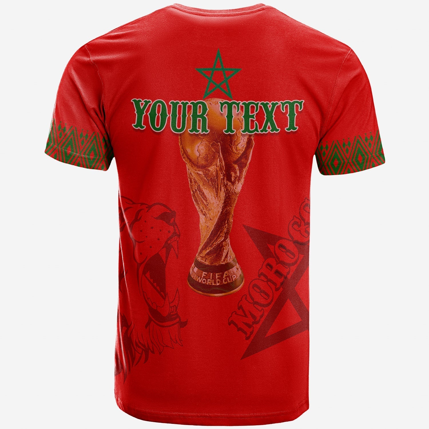 Personalised Morocco Soccer World Cup 2022 T-Shirt Kaftan Style Graphic Tee