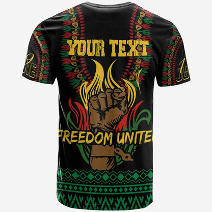 Juneteenth Dashiki Personalised T-Shirt Freedom United Pan African Flag Graphic Tee