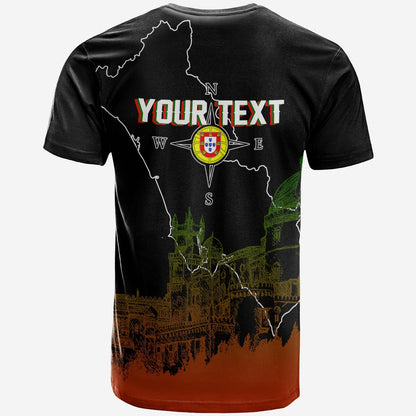 Custom Portugal Pena Palace Sketch Art T-Shirt Portuguese Map Graphic Tee