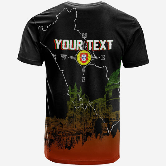 Custom Portugal Pena Palace Sketch Art T-Shirt Portuguese Map Graphic Tee