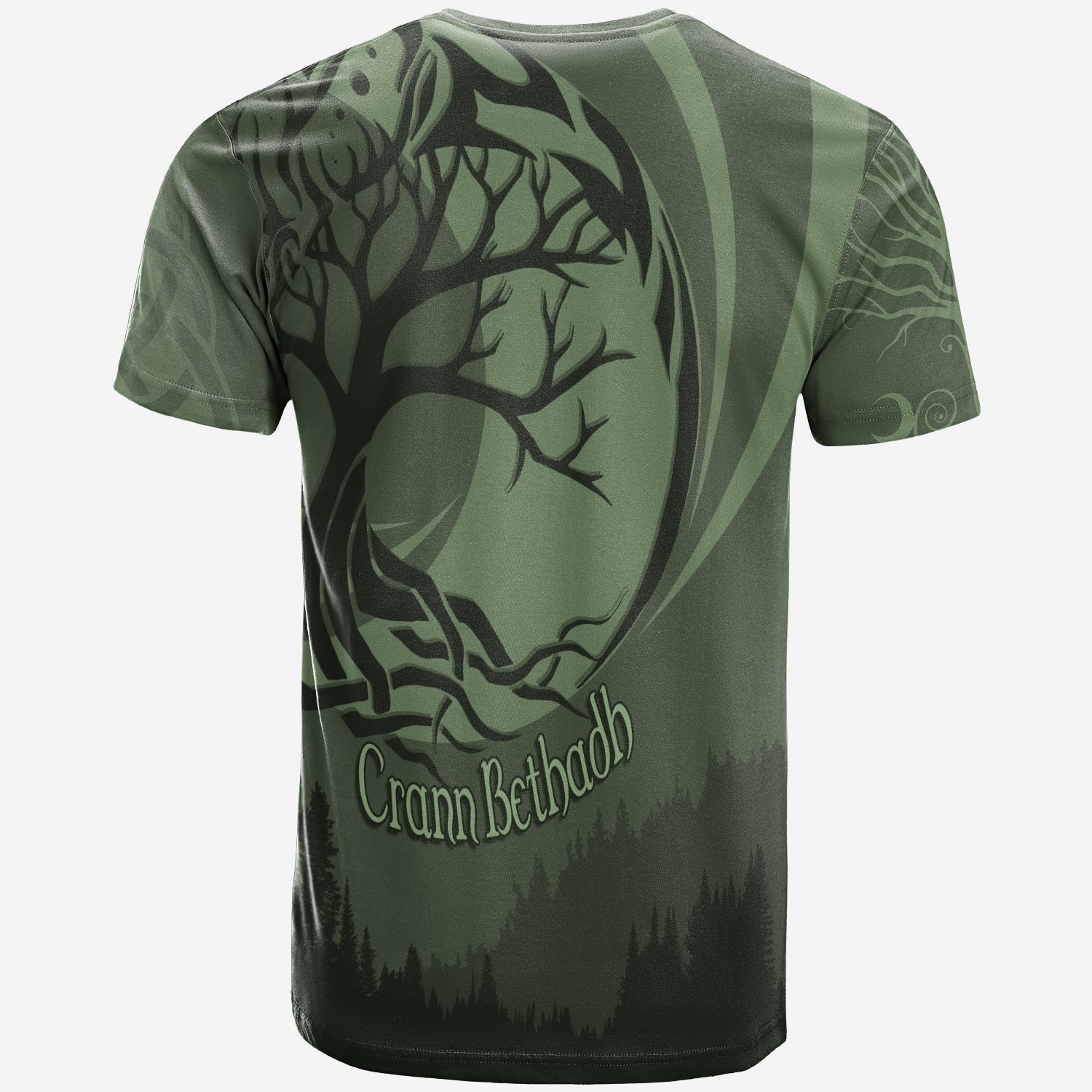 Celtic Tree of Life with Wolf Spirit T-Shirt Crescent Crann Bethadh Graphic Tee