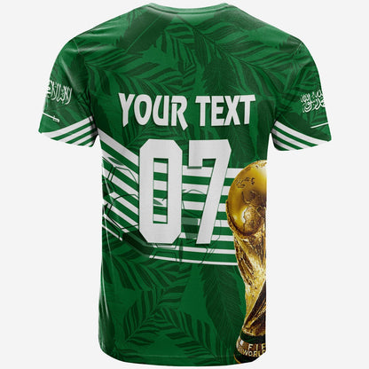 Personalised Saudi Arabia World Cup 2022 T-Shirt Green Falcons Graphic Tee