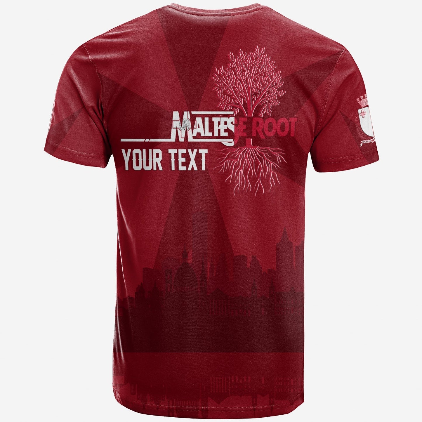 Custom Malta Valletta Skyline T-Shirt Maltese Cross Graphic Tee