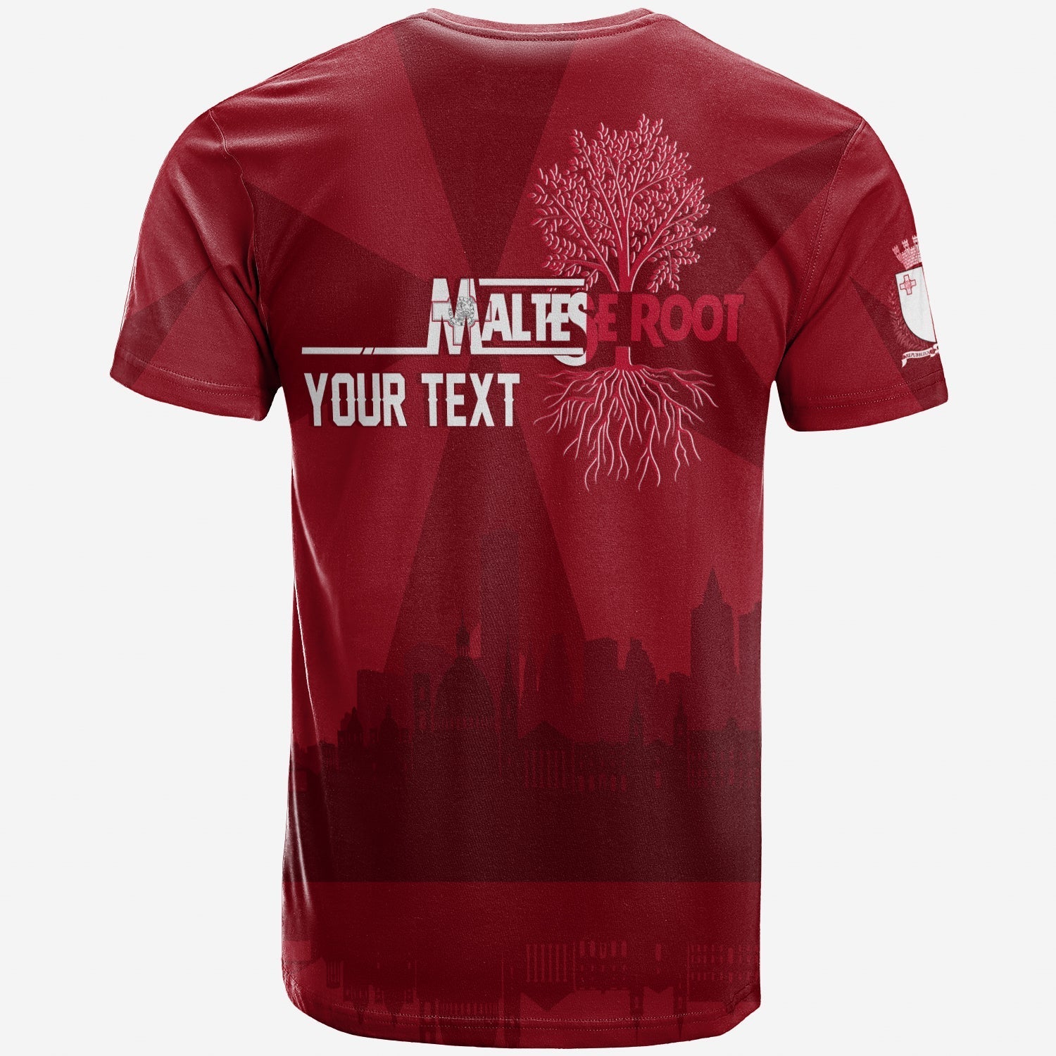 Custom Malta Valletta Skyline T-Shirt Maltese Cross Graphic Tee