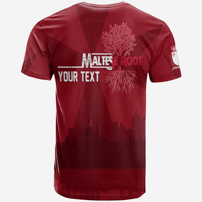 Custom Malta Valletta Skyline T-Shirt Maltese Cross Graphic Tee