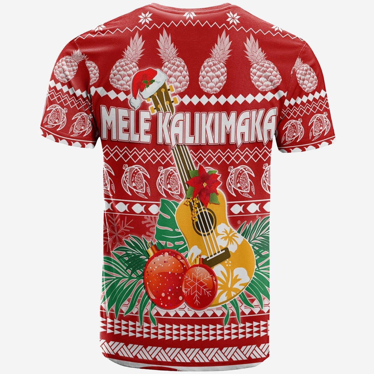 Hawaii Christmas T-Shirt Mele Kalikimaka Ukulele Graphic Tee