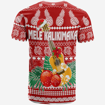 Hawaii Christmas T-Shirt Mele Kalikimaka Ukulele Graphic Tee