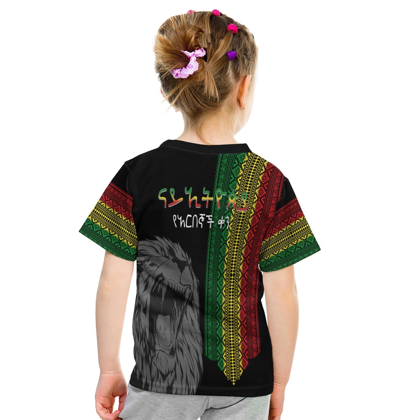 Ethiopia Patriot Day T-Shirt Amharic Letters Roaring Lion Graphic Tee