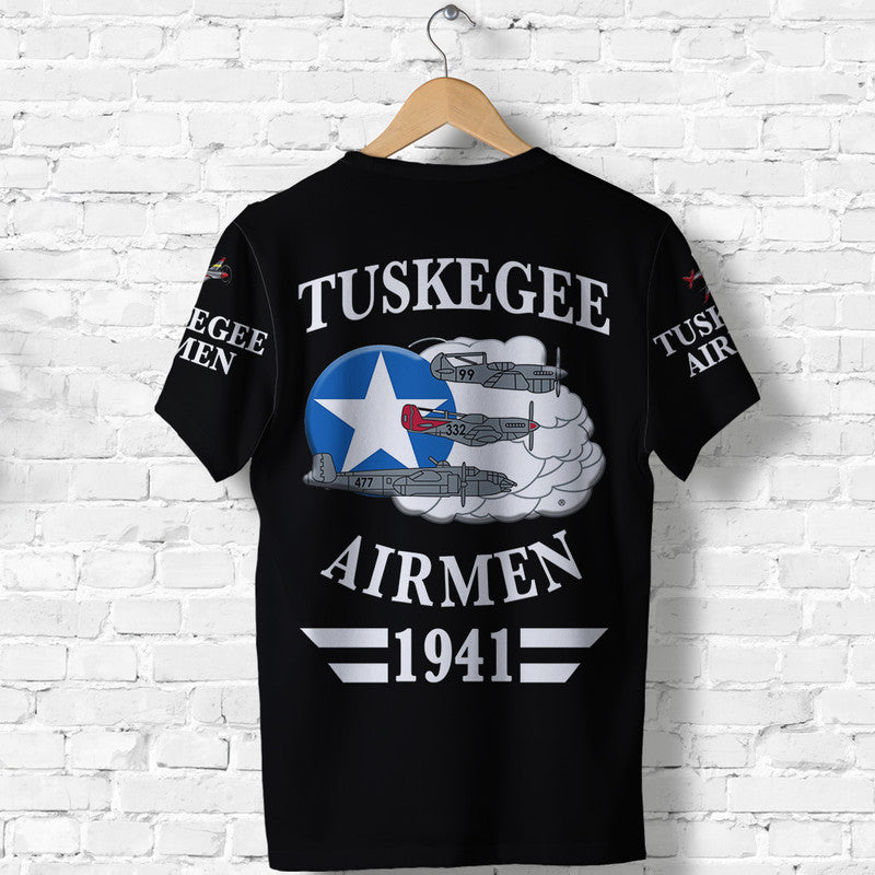 Custom Tuskegee Airmen T-Shirt The Red Tails Original Style Black Graphic Tee
