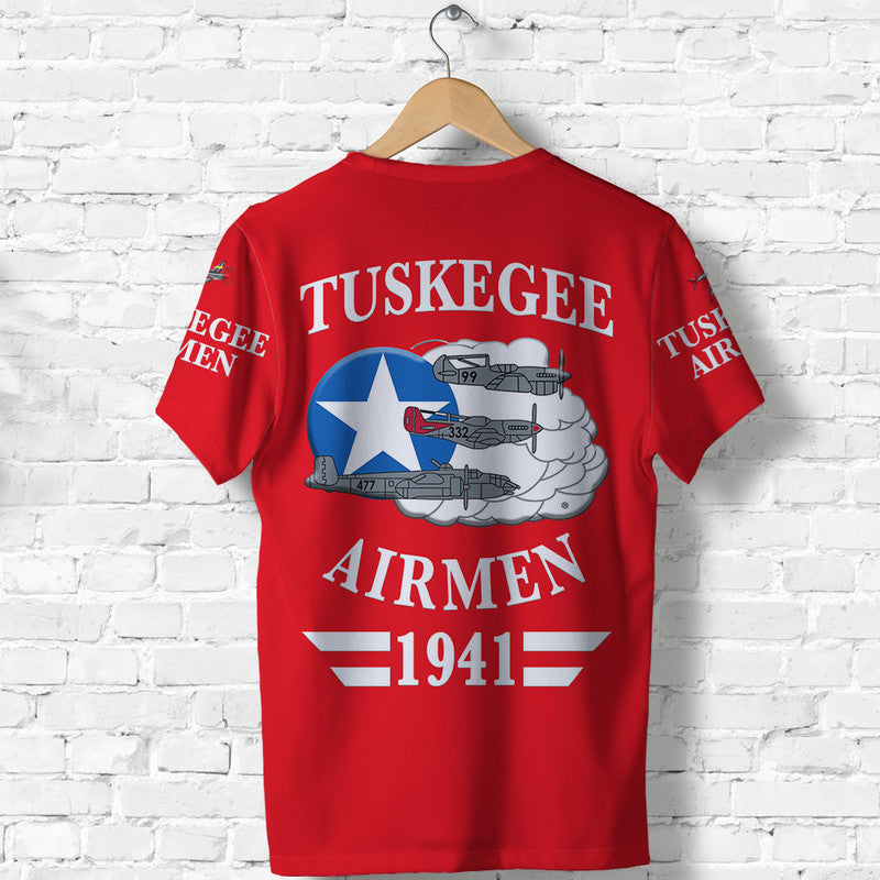 Custom Tuskegee Airmen T-Shirt The Red Tails Original Style Red Graphic Tee