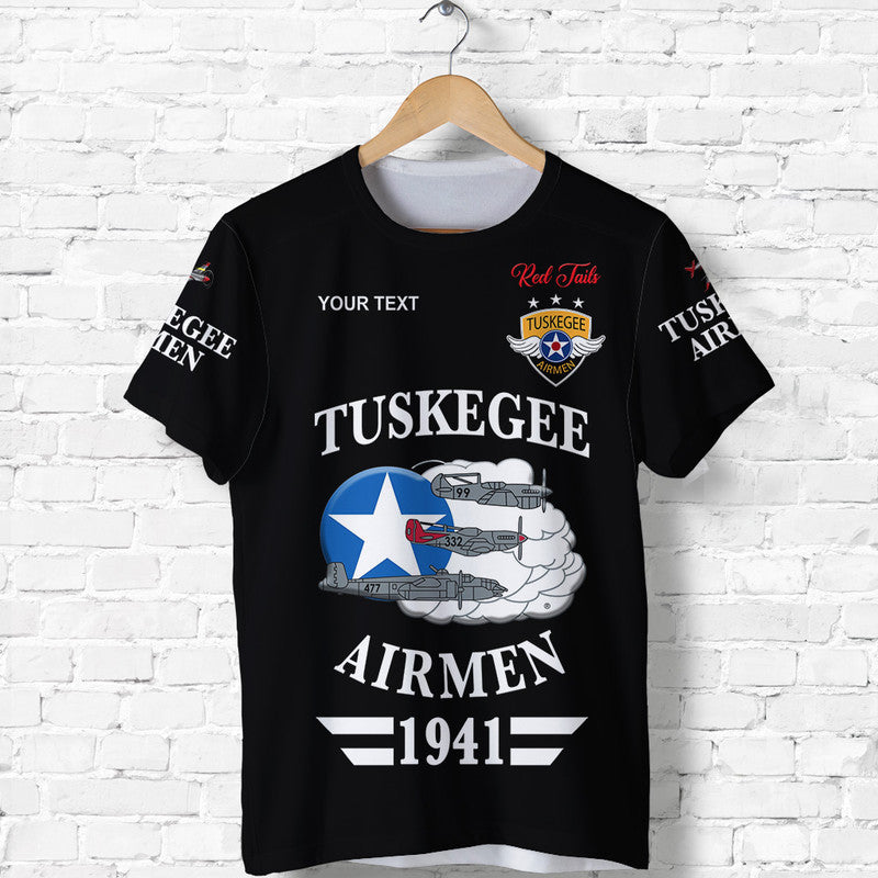 Custom Tuskegee Airmen T-Shirt The Red Tails Original Style Black Graphic Tee