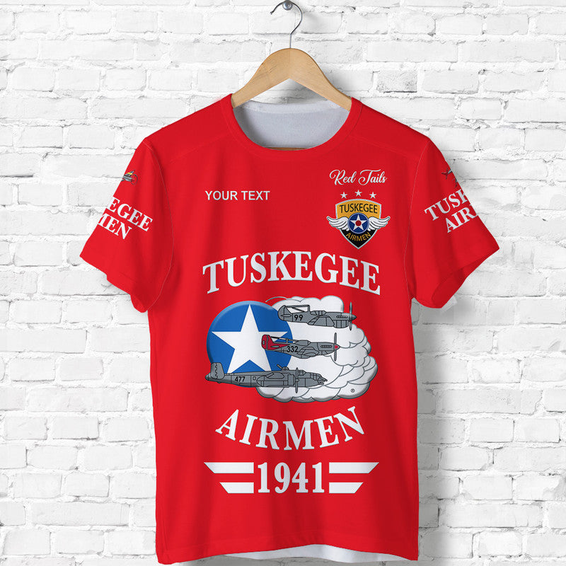 Custom Tuskegee Airmen T-Shirt The Red Tails Original Style Red Graphic Tee