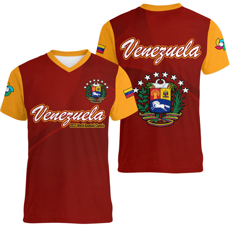 Venezuela Baseball V Neck T-Shirt Venezuela Coat Of Arms Graphic Tee