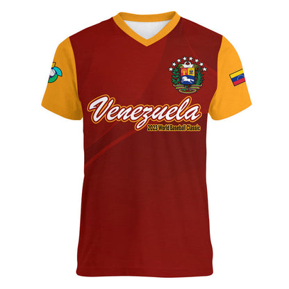 Venezuela Baseball V Neck T-Shirt Venezuela Coat Of Arms Graphic Tee