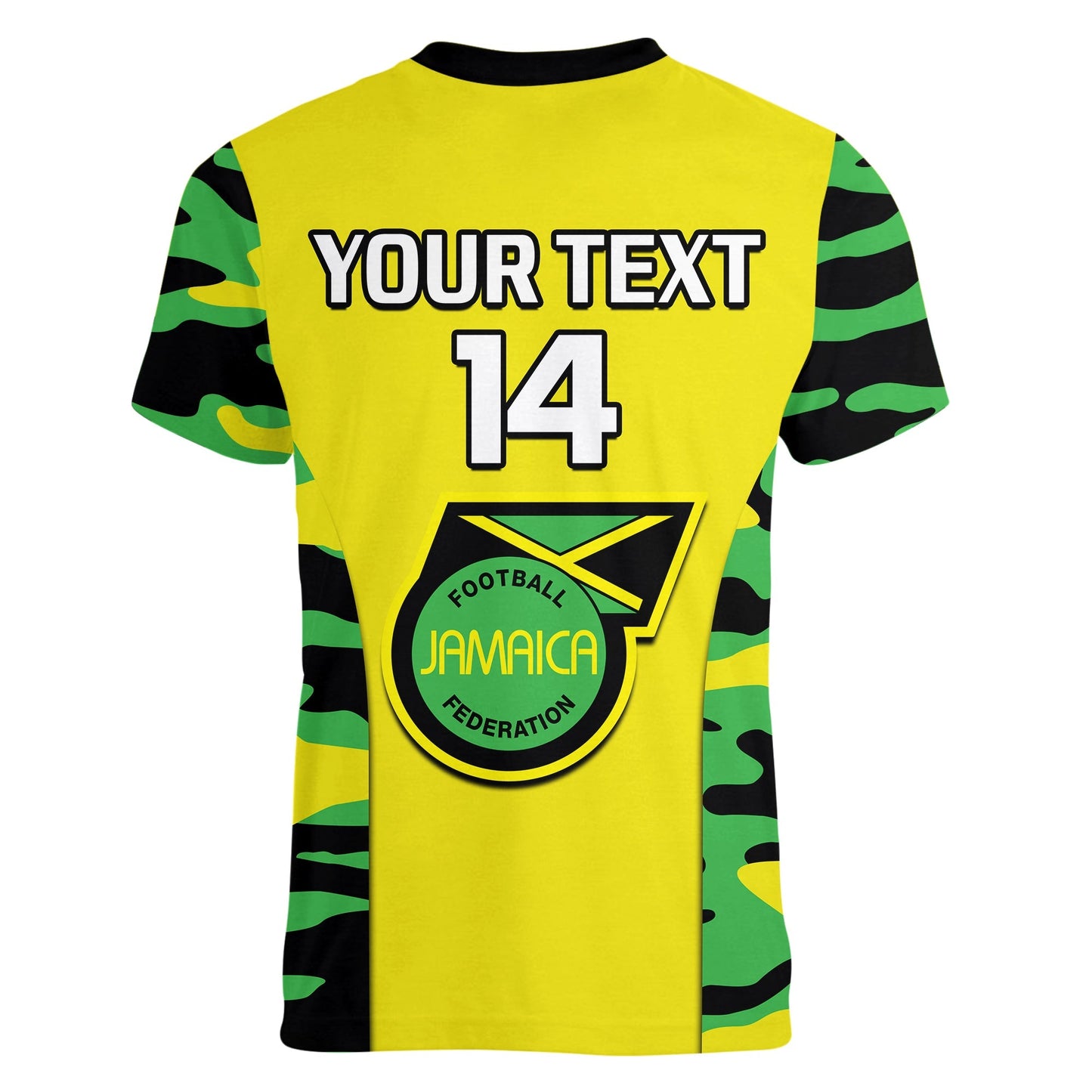 Custom Jamaica Football V Neck T-Shirt Reggae Girlz Cup Of Nations Ver.02 Graphic Tee