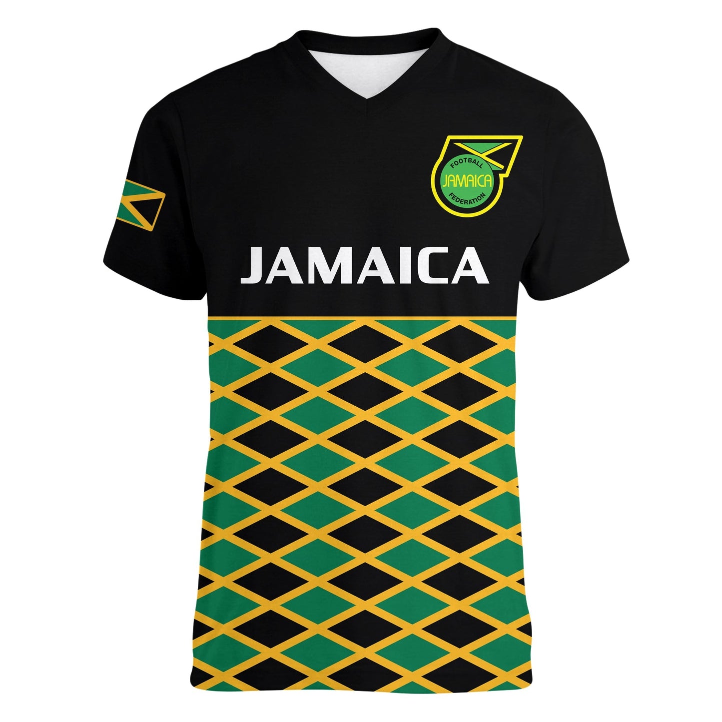 Jamaica Football V Neck T-Shirt Reggae Girlz Cup Of Nations Ver.01 Graphic Tee
