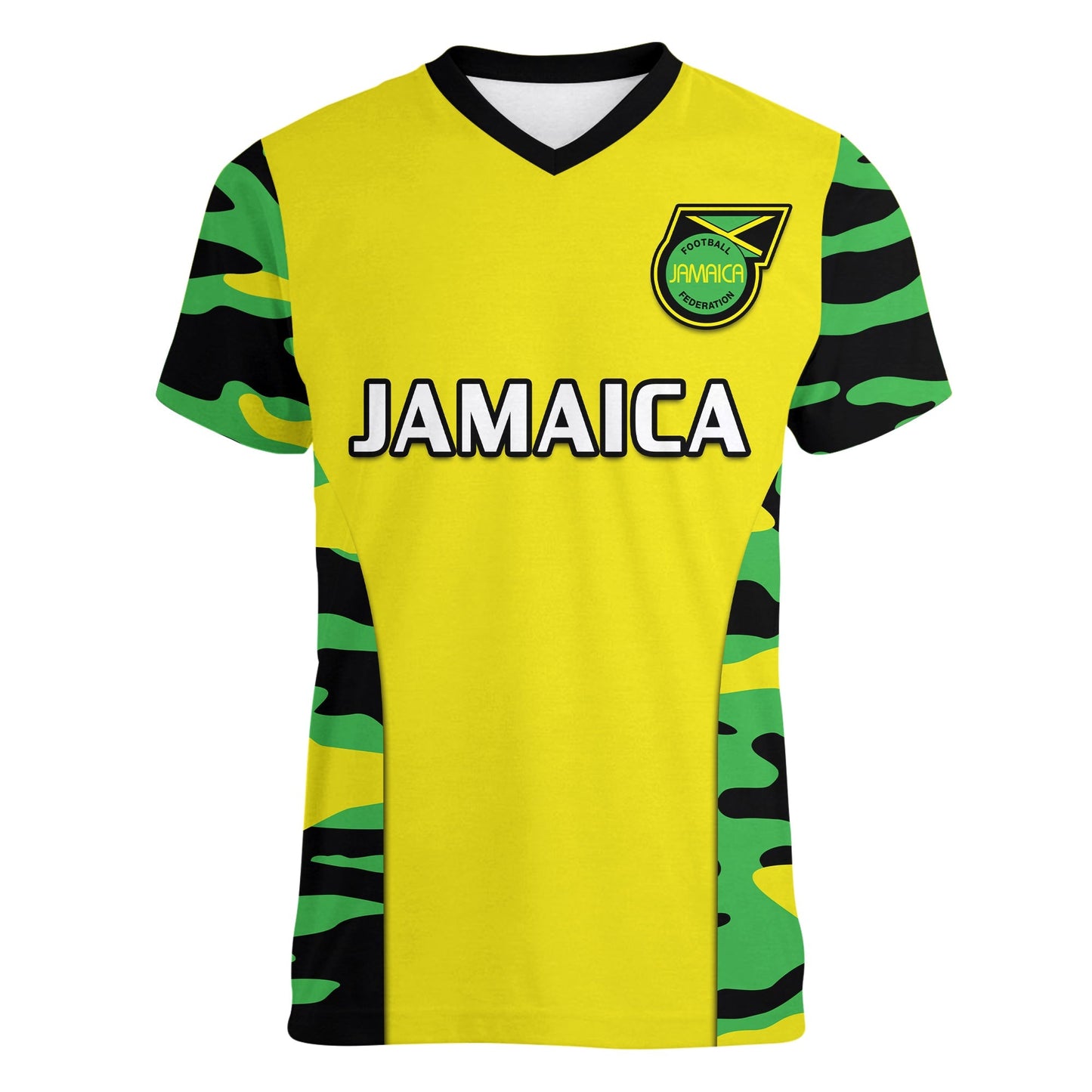 Jamaica Football V Neck T-Shirt Reggae Girlz Cup Of Nations Ver.02 Graphic Tee