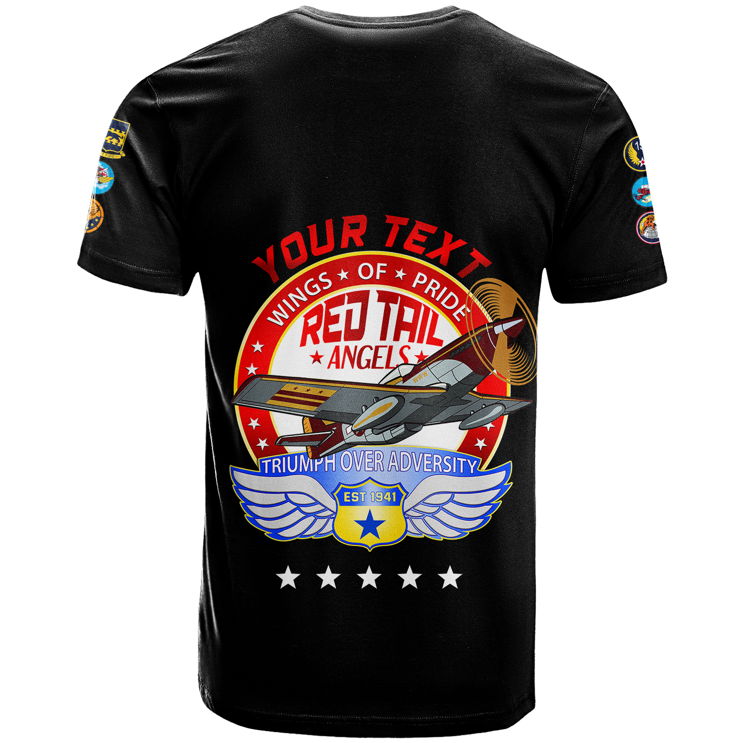 Custom Tuskegee Airmens Red Tails African American Heros T-Shirt Graphic Tee
