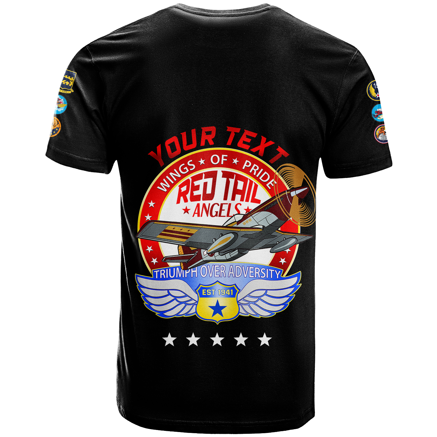 Custom Tuskegee Airmens Red Tails African American Heros T-Shirt Graphic Tee