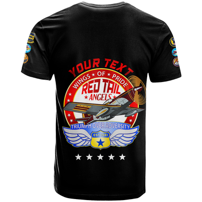 Custom Tuskegee Airmens Red Tails African American Heros T-Shirt Graphic Tee