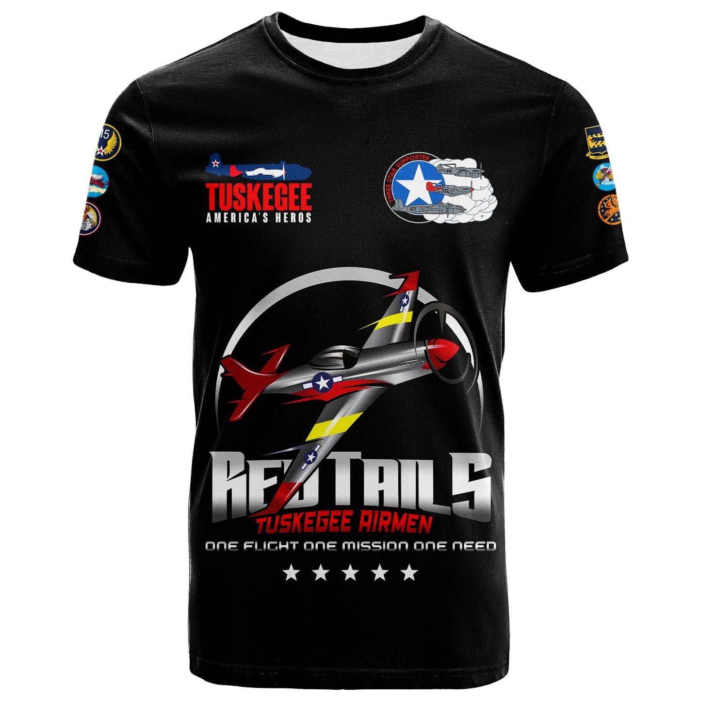 Tuskegee Airmen Red Tails African American Heros T-Shirt Graphic Tee