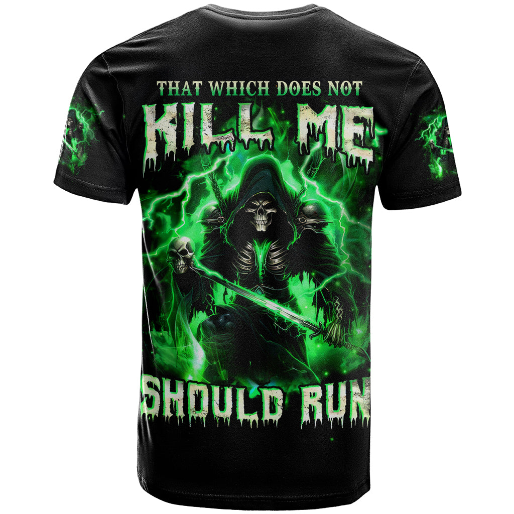 Reaper Skull T-Shirt That Which Does Not Kill Me Should Run Graphic Tee