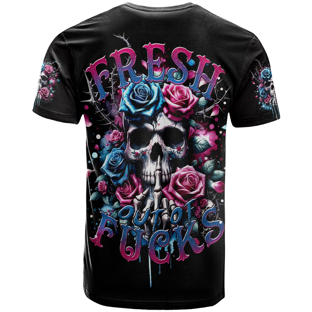 Rose Skull T-Shirt Fresh Out Of Fucks Graphic Tee