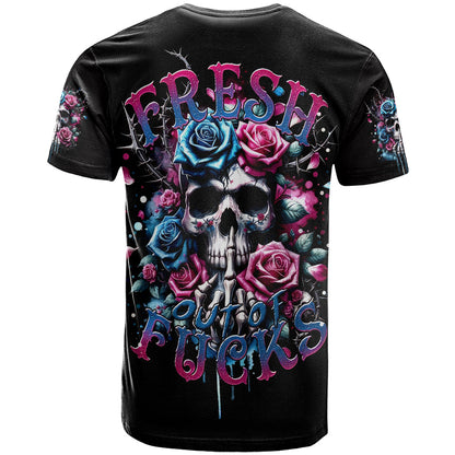 Rose Skull T-Shirt Fresh Out Of Fucks Graphic Tee