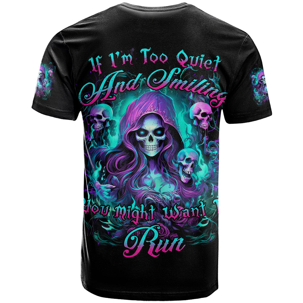 Witch Skull T-Shirt If I'm Too Quiet And Smiling You Might Want To Run Graphic Tee