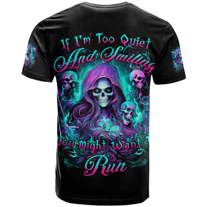 Witch Skull T-Shirt If I'm Too Quiet And Smiling You Might Want To Run Graphic Tee