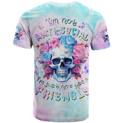 Flower Skull T-Shirt I'm Not Anti-Social I'm Just Not User Friendly Graphic Tee