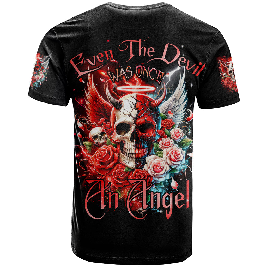 Evil Angel Skull T-Shirt Even The Devil Was Once An Angel Graphic Tee