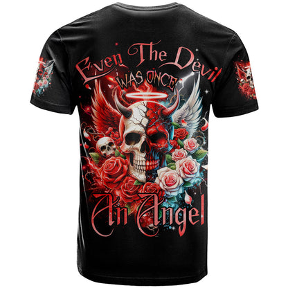 Evil Angel Skull T-Shirt Even The Devil Was Once An Angel Graphic Tee