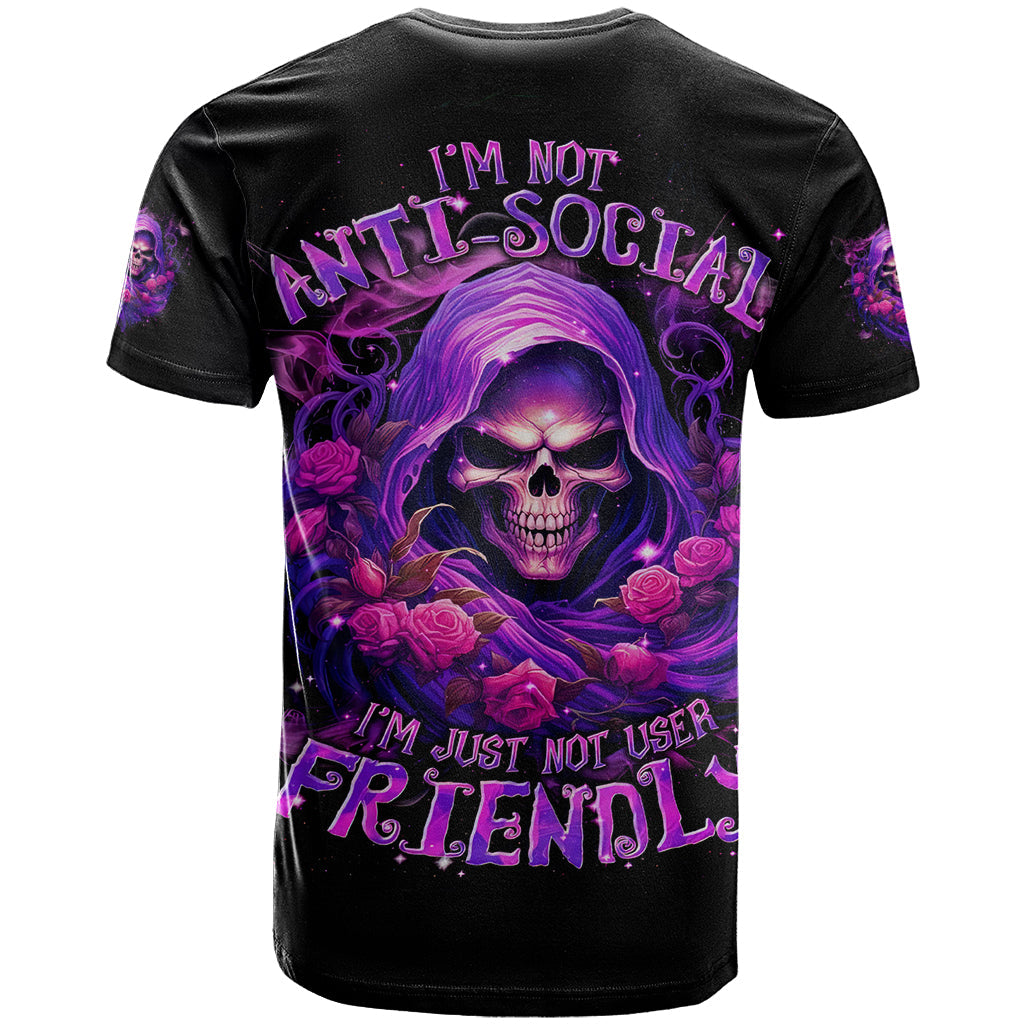 Reaper Skull T-Shirt I'm Not Anti-Social I'm Just Not User Friendly Graphic Tee