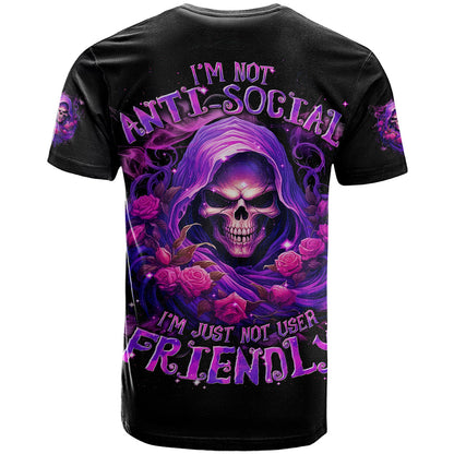 Reaper Skull T-Shirt I'm Not Anti-Social I'm Just Not User Friendly Graphic Tee