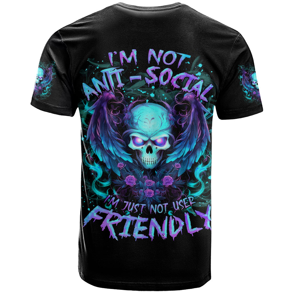 Angel Skull T-Shirt I'm Not Anti-Social I'm Just Not User Friendly Graphic Tee