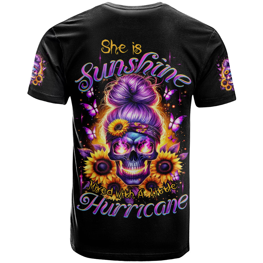 Sunflower Skull T-Shirt She Is Sunshine Mixed With A Little Hurricane Graphic Tee