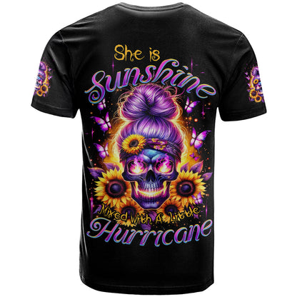 Sunflower Skull T-Shirt She Is Sunshine Mixed With A Little Hurricane Graphic Tee